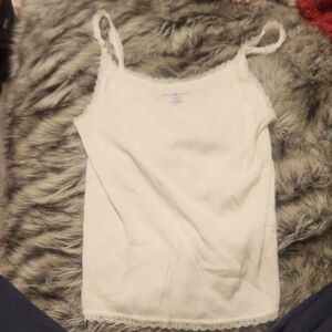 Women's White Lace Trim Tank Top